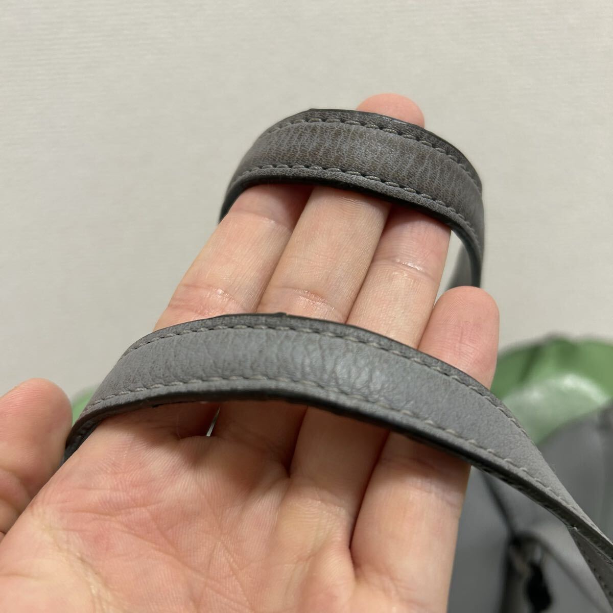 MARC JACOBS マークジェイコブス レディース 2way トートバッグ ワンショルダーバッグ 本革 レザー 肩掛け ブルーグレー the tag tote_画像4