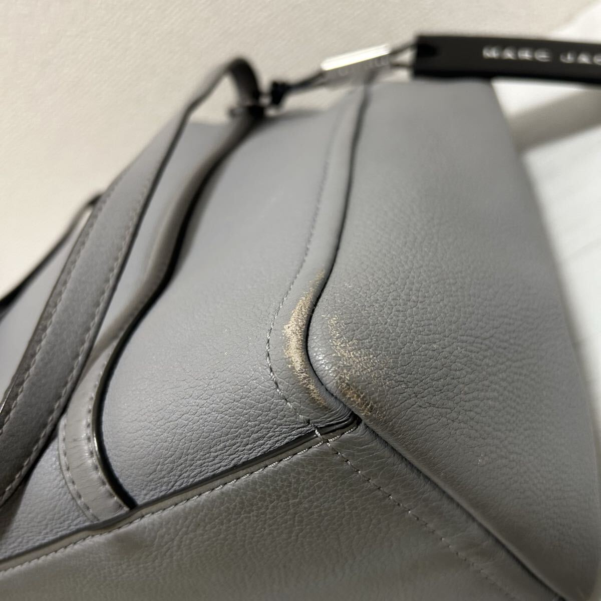 MARC JACOBS マークジェイコブス レディース 2way トートバッグ ワンショルダーバッグ 本革 レザー 肩掛け ブルーグレー the tag tote_画像5