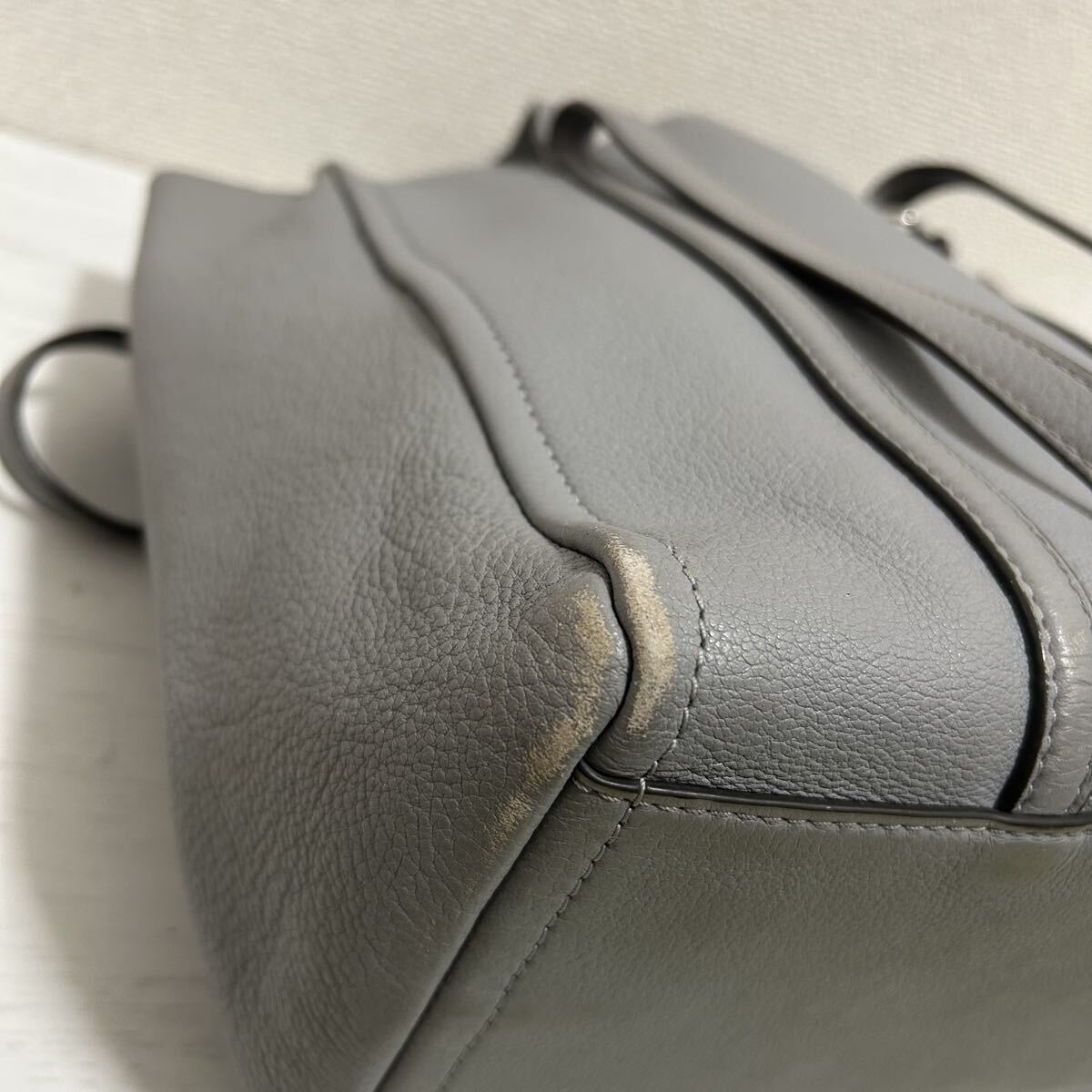 MARC JACOBS マークジェイコブス レディース 2way トートバッグ ワンショルダーバッグ 本革 レザー 肩掛け ブルーグレー the tag tote_画像6