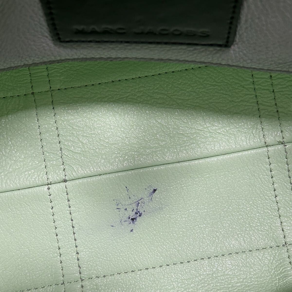 MARC JACOBS マークジェイコブス レディース 2way トートバッグ ワンショルダーバッグ 本革 レザー 肩掛け ブルーグレー the tag tote_画像8