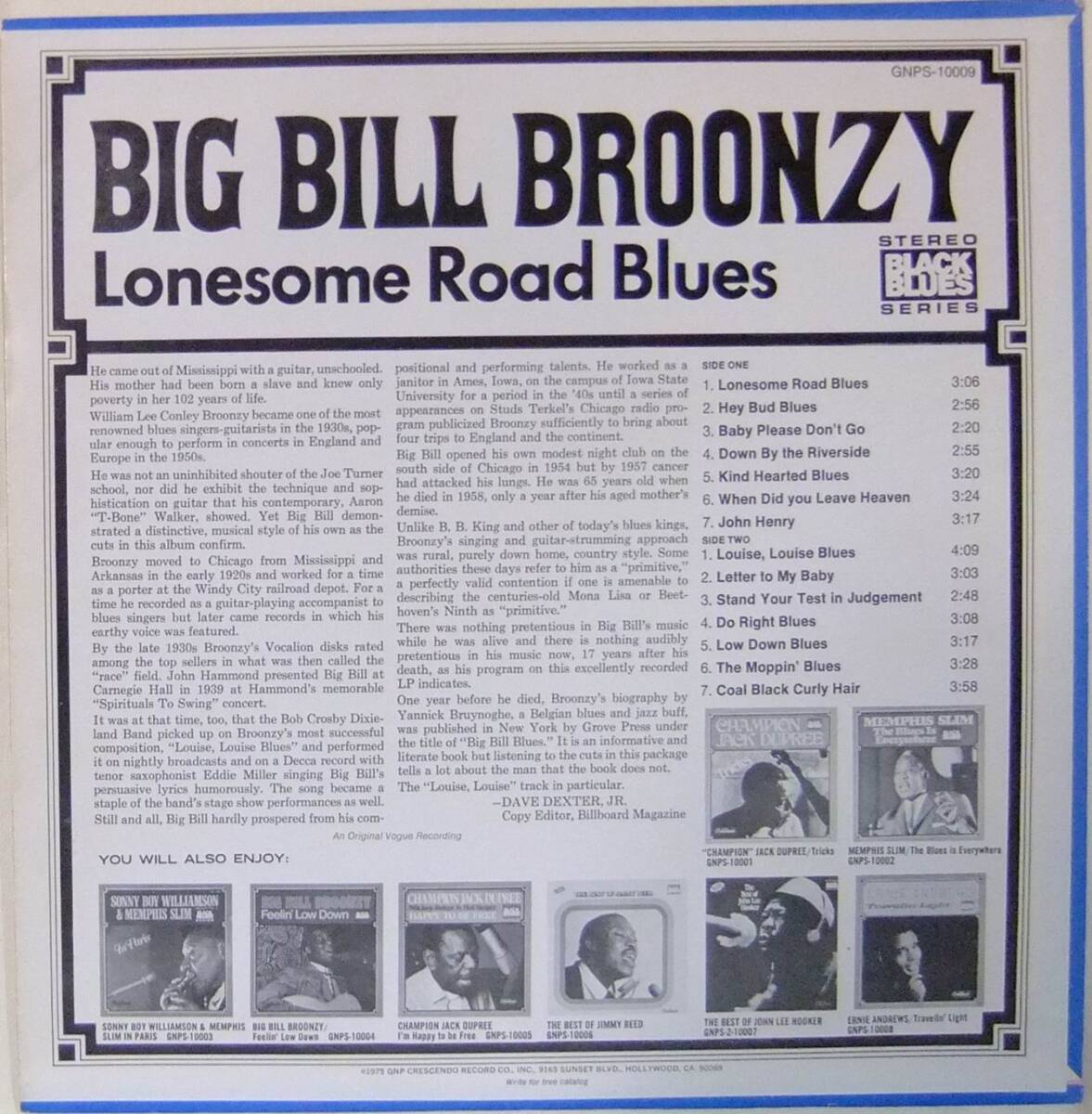 Big Bill Broonzy / Lonesome Road Blues / '75US GNP Crescendo / Black Blues Series_画像2