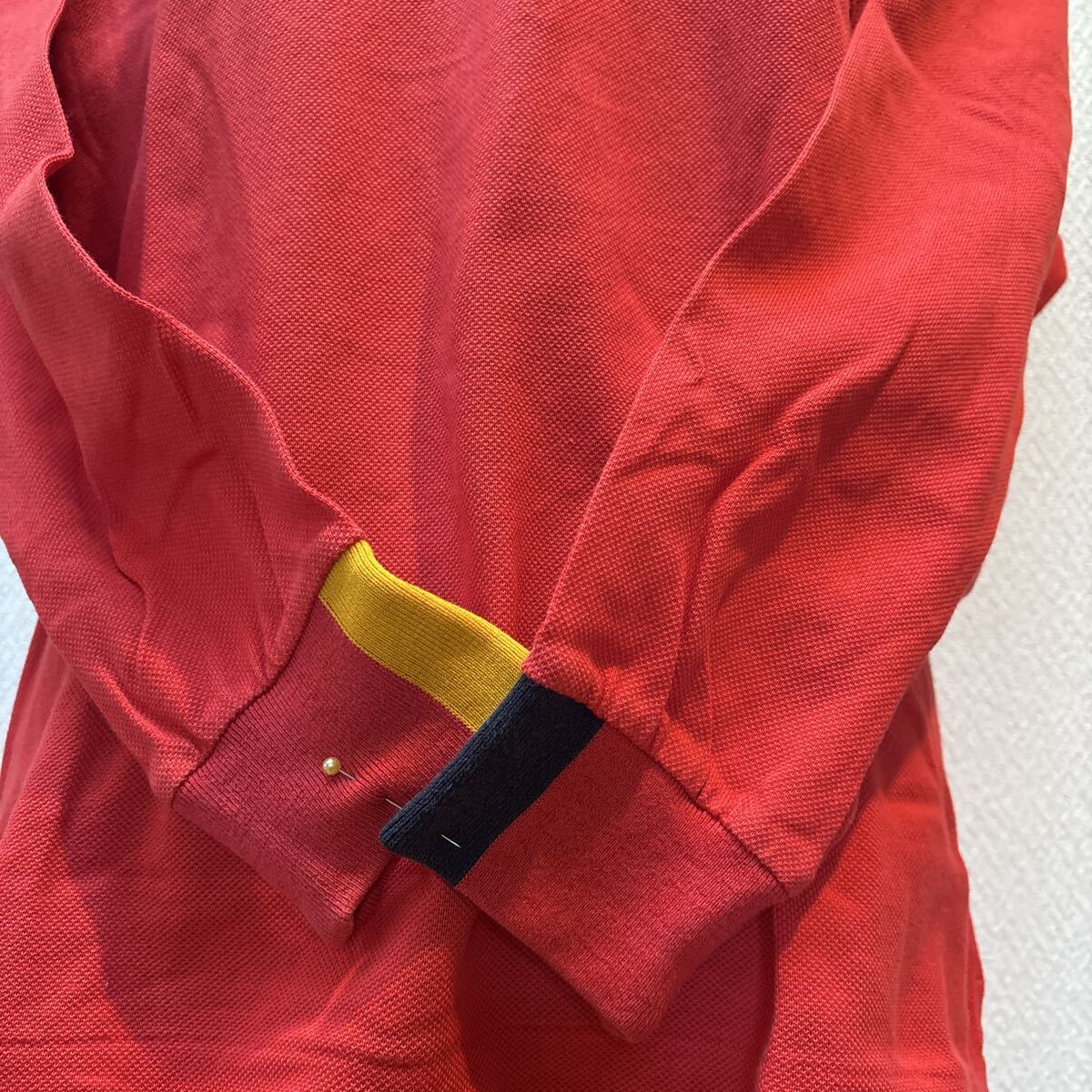 長袖ポロシャツ ゴルフ レッド M ロゴ刺繍_画像3