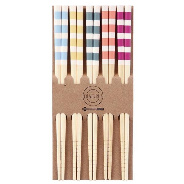 箸 ボーダー 5膳セット おしゃれ 20.5cm 大人 子供 来客 家族 5人分 天然木 景品 お箸 送料無料 1M◇ 箸5本セット:ボーダー_画像3