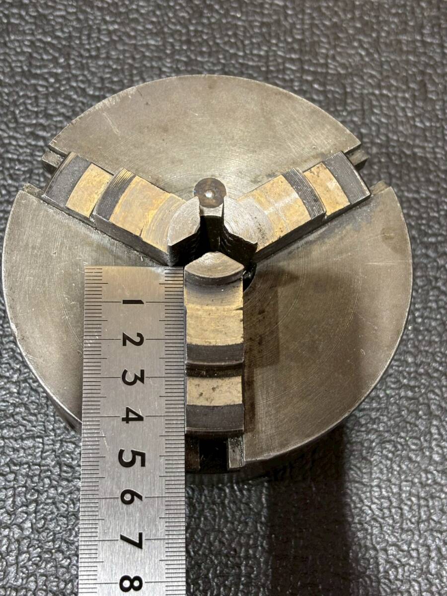 メーカー不明 スクロールチャック 高さ:約600㎜ 直径:約110㎜ 重量:約3.1㎏ 3つ爪 Scroll Chuck ※ハンドル無し(へ711) _画像6