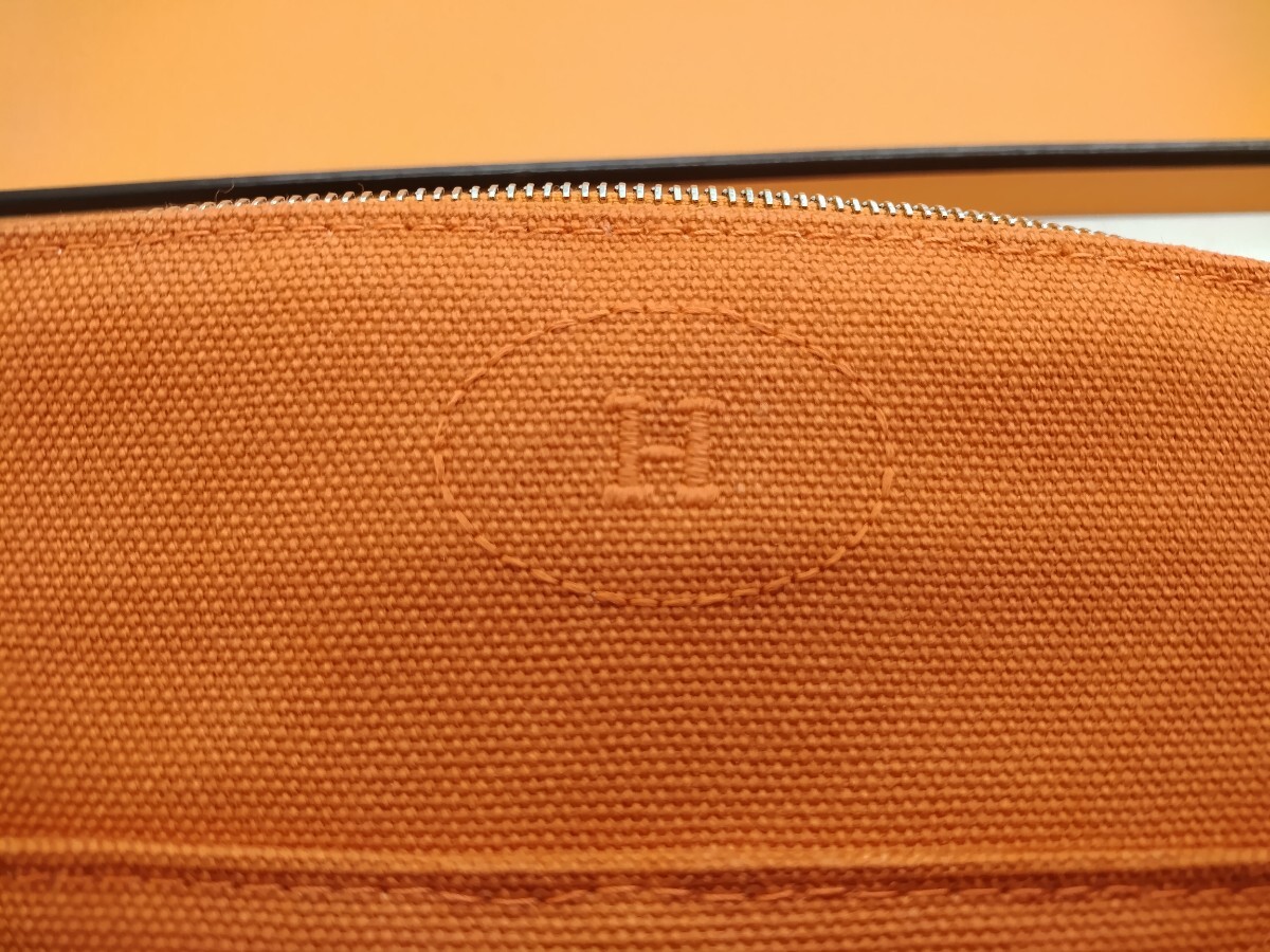 未使用品 HERMES エルメス　ボリードポーチミニ　オレンジ　コットンキャンバス　 箱付_画像9