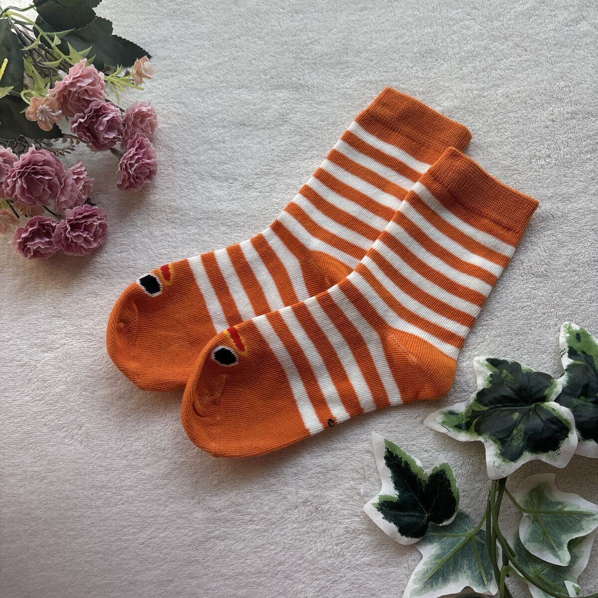 新品 15-19cm キッズソックス ソックス 靴下 小学生 可愛い チンアナゴ オレンジ 水族館 海の生き物 ボーイズ ガールズ_画像1