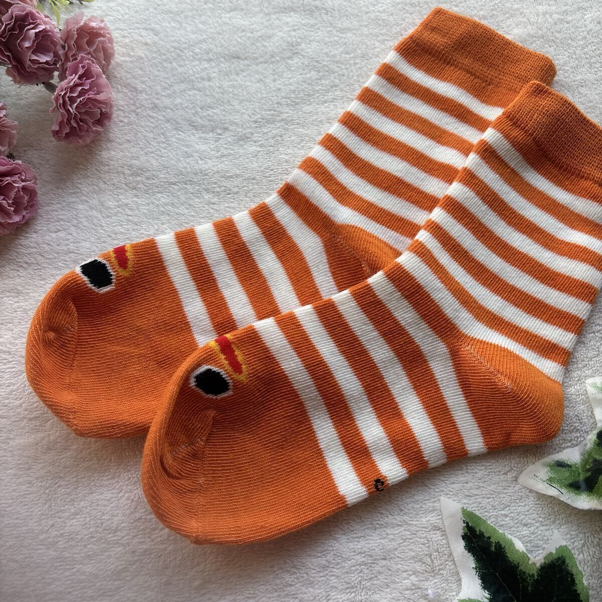 新品 15-19cm キッズソックス ソックス 靴下 小学生 可愛い チンアナゴ オレンジ 水族館 海の生き物 ボーイズ ガールズ_画像2