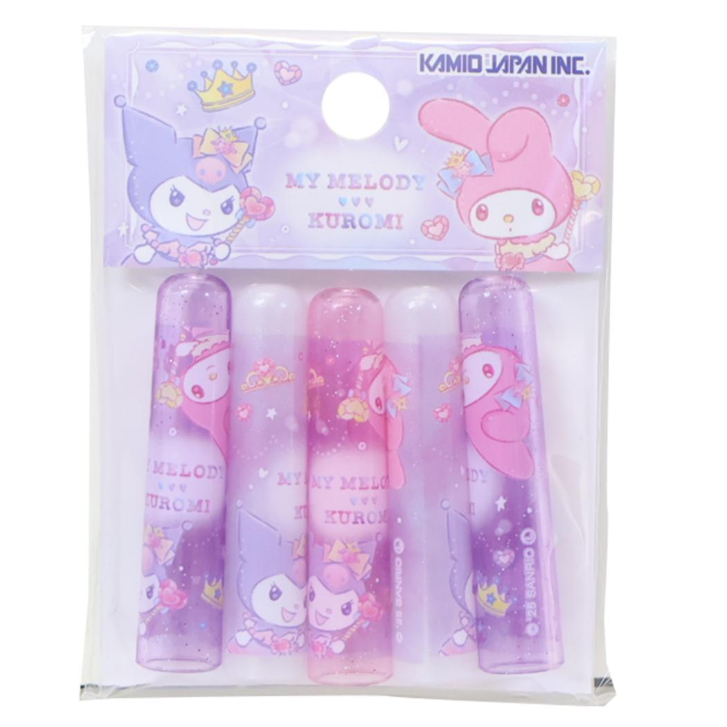 マイメロディ&クロミ 鉛筆キャップ えんぴつカバー5本セット キラキラドレス サンリオ カミオジャパン 新学期準備文具 キャラクタ_画像1