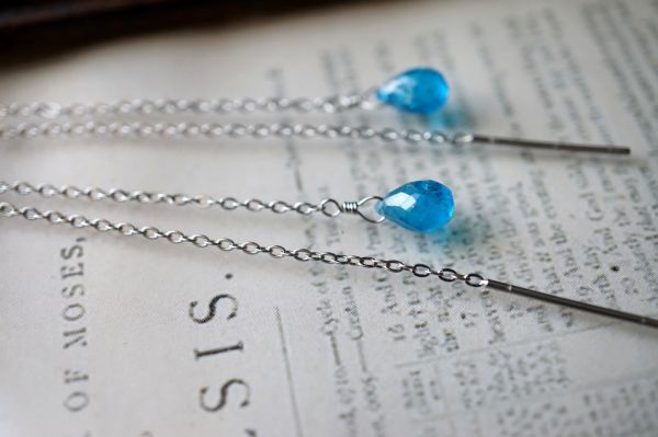 ステンレス アメリカンピアス 312 ネオンブルーアパタイト 金属アレルギー対応金具使用　天然石・パワーストーン_画像7