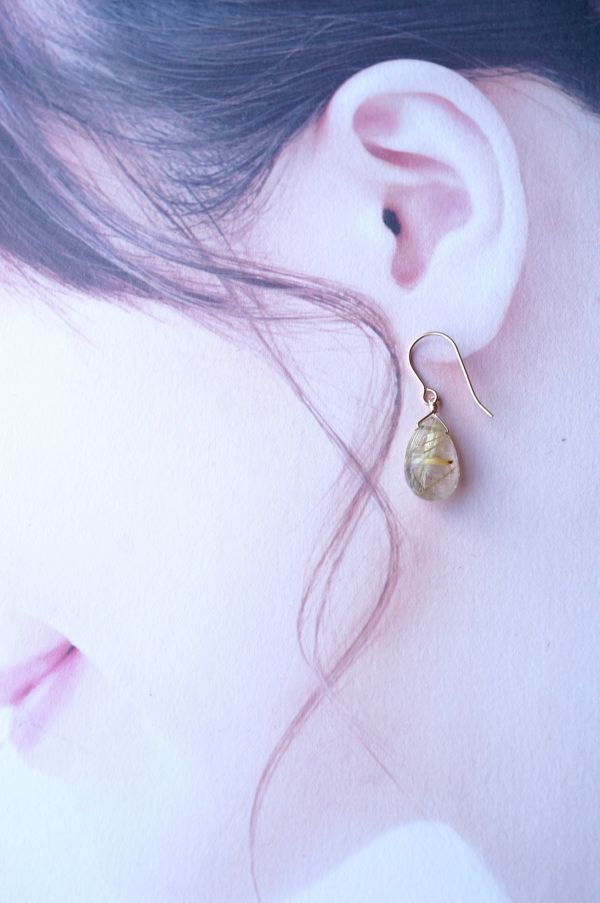 K14GF ピアス 2335　ルチルクォーツ 天然石・パワーストーンピアス 写真の現品お届けです_画像7