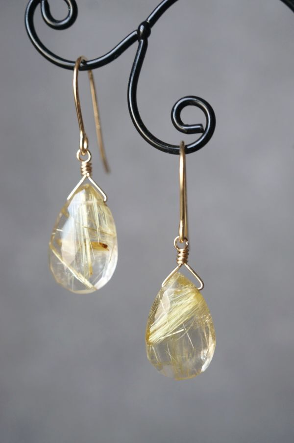 K14GF ピアス 2335　ルチルクォーツ 天然石・パワーストーンピアス 写真の現品お届けです_画像10