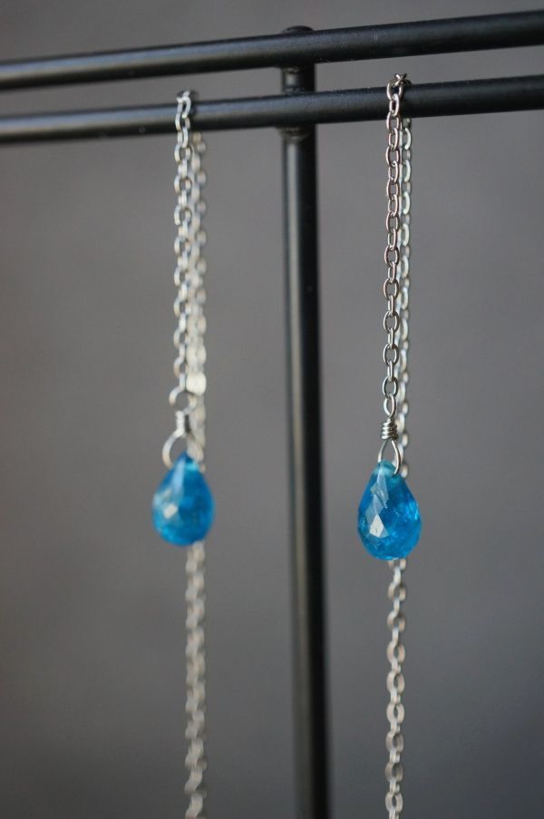 ステンレス アメリカンピアス 312 ネオンブルーアパタイト 金属アレルギー対応金具使用　天然石・パワーストーン_画像3