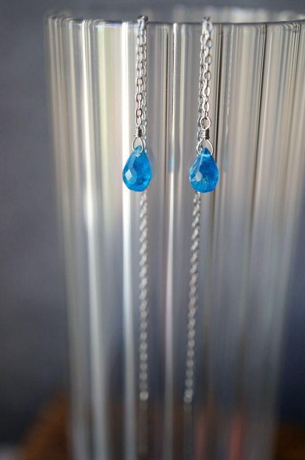 ステンレス アメリカンピアス 312 ネオンブルーアパタイト 金属アレルギー対応金具使用　天然石・パワーストーン_画像5