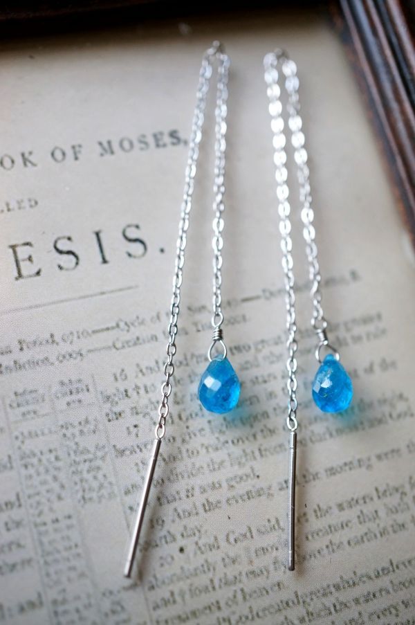 ステンレス アメリカンピアス 312 ネオンブルーアパタイト 金属アレルギー対応金具使用　天然石・パワーストーン_画像9