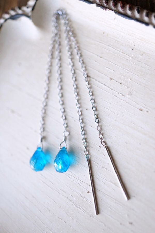 ステンレス アメリカンピアス 312 ネオンブルーアパタイト 金属アレルギー対応金具使用　天然石・パワーストーン_画像10