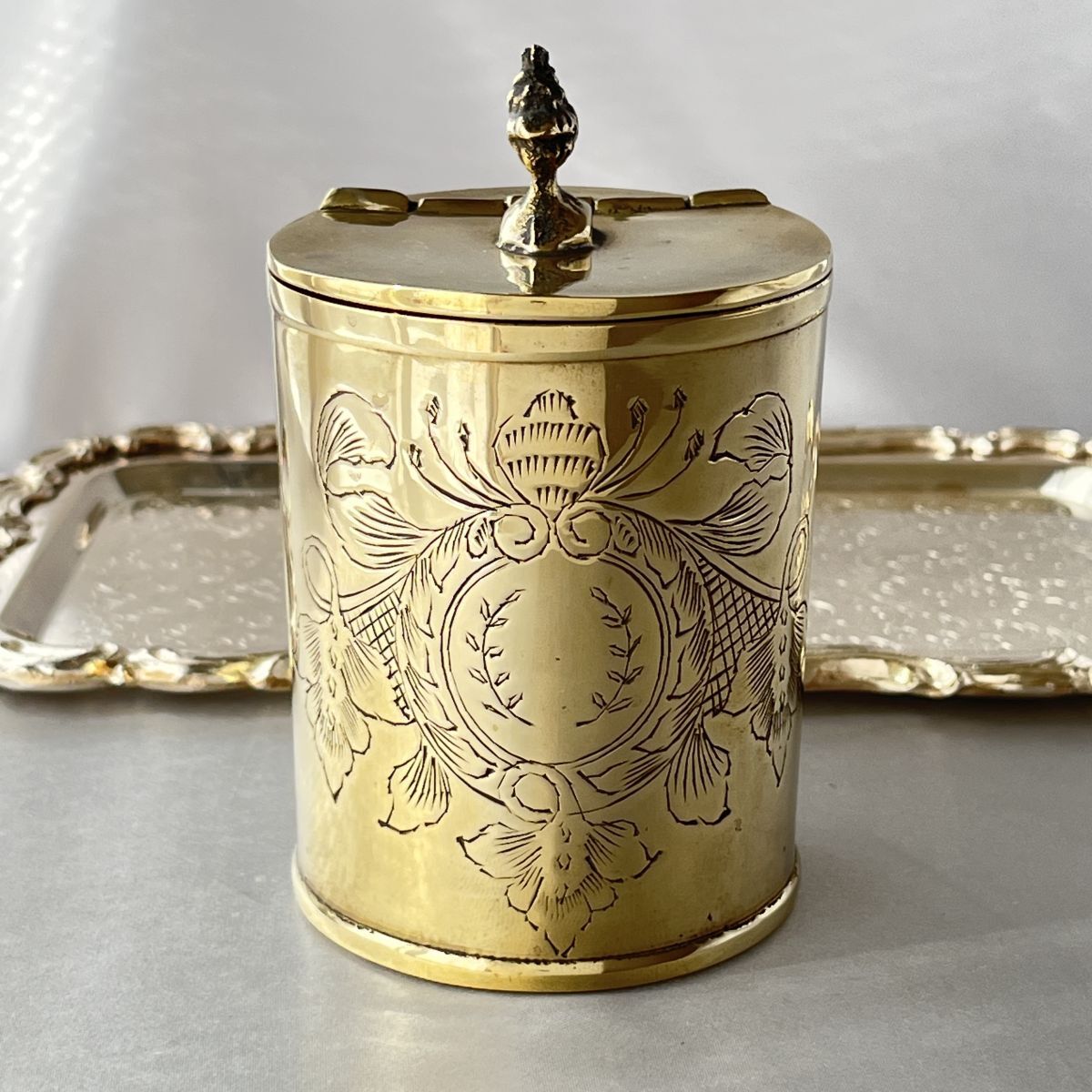 英国】騎士のティーキャディー【シルバープレート】ゴールド