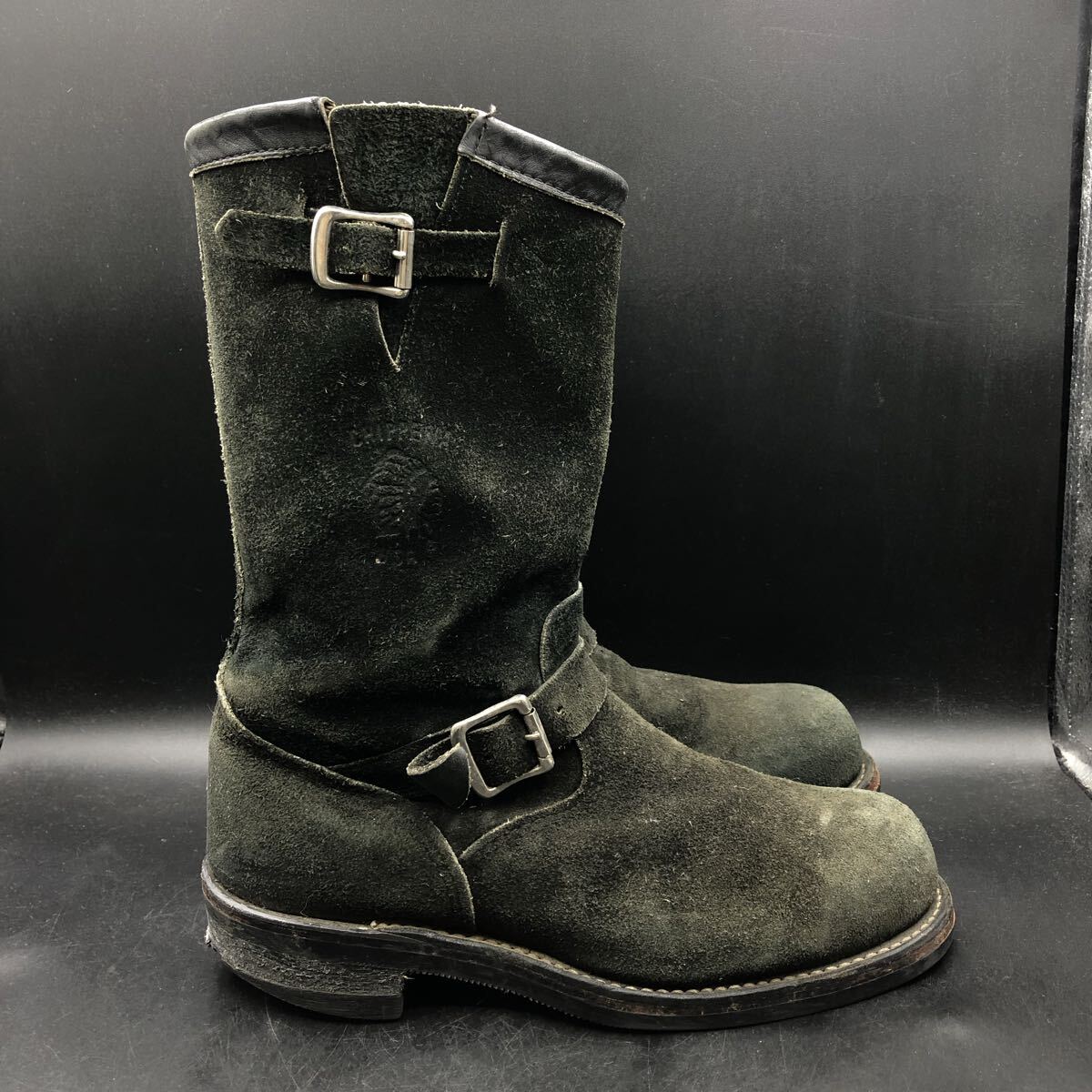 11M4869 USA производства чёрный бирка Chippewa Chippewa замша кожа engineer boots мужской 8.5 E 26.5cm соответствует черный чёрный 