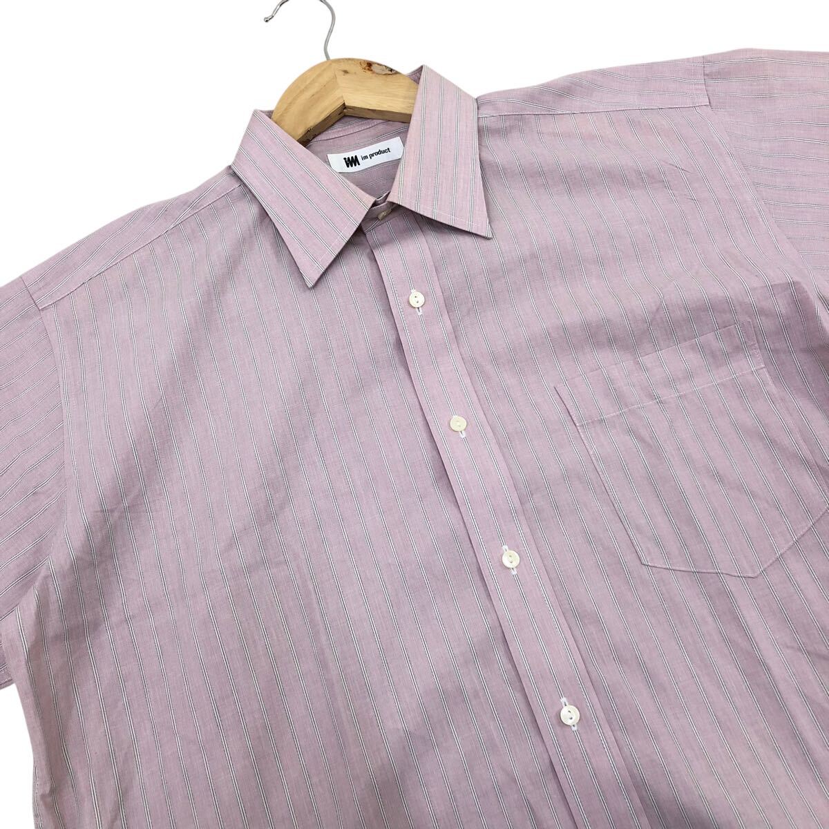 11m685-80 im product アイムプロダクト ISSEY MIYAKE イッセイミヤケ ストライプ 柄 長袖 シャツ ワイシャツ トップス ピンク系 メンズ 42_画像2