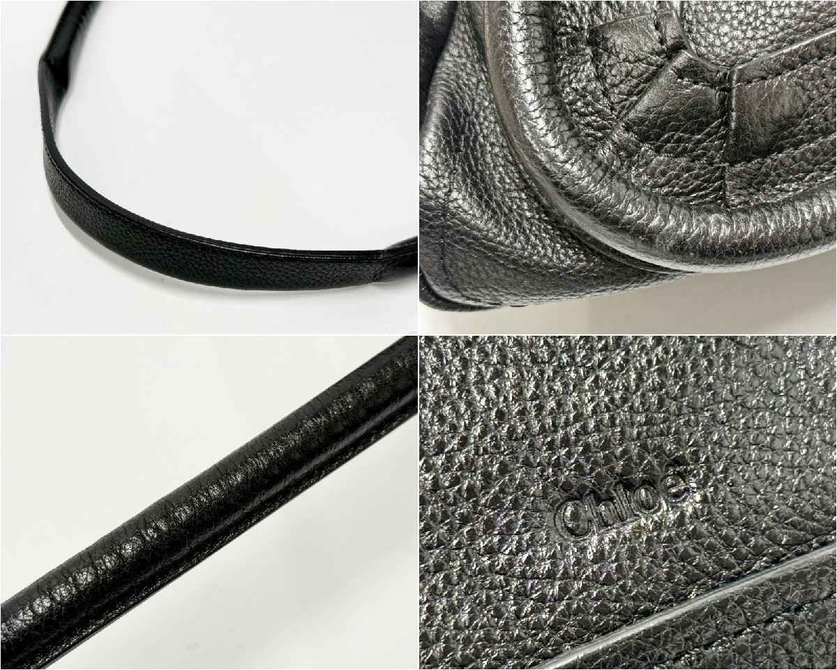 Chloe クロエ パラティ レザー ハンドバッグ ショルダーバッグ ブラック系 ゴールド金具 01-11-50 レディース BAG 鞄 3708G5._画像6