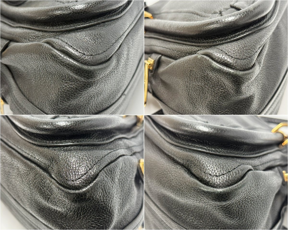 Chloe クロエ パラティ レザー ハンドバッグ ショルダーバッグ ブラック系 ゴールド金具 01-11-50 レディース BAG 鞄 3708G5._画像5