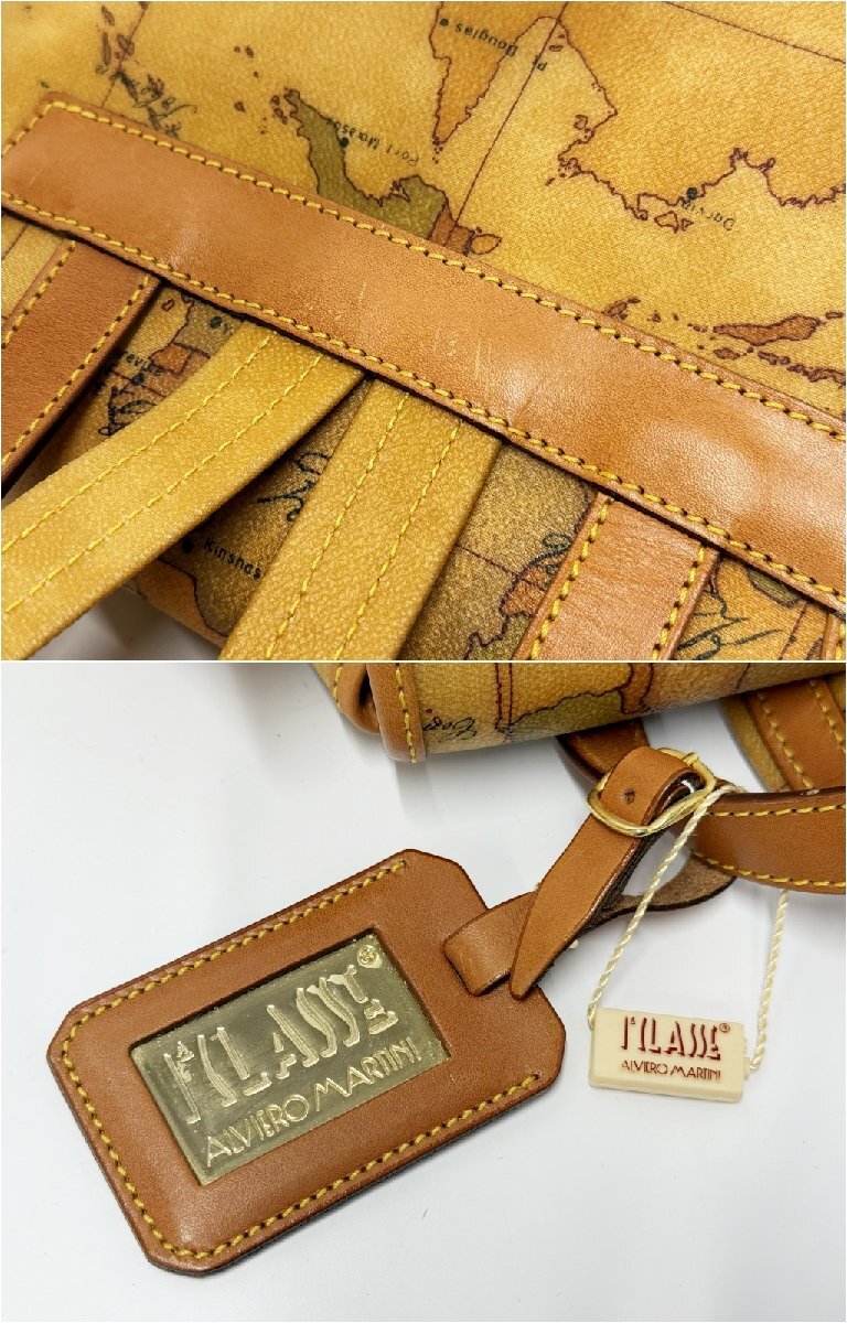 PRIMA CLASSE プリマクラッセ リュック 地図柄 レザー キャメル ブラウン系 レディース バッグ 鞄 ネームタグ付き ヴィンテージ 3610G13._画像6