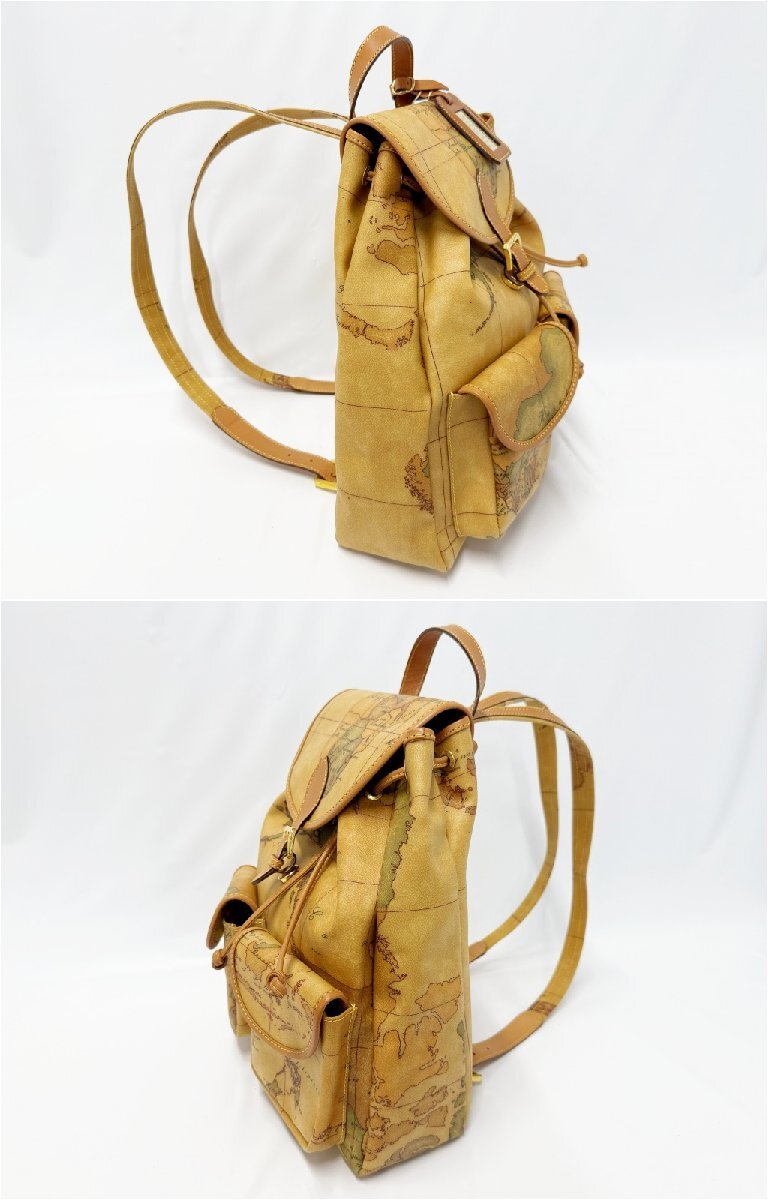 PRIMA CLASSE プリマクラッセ リュック 地図柄 レザー キャメル ブラウン系 レディース バッグ 鞄 ネームタグ付き ヴィンテージ 3610G13._画像3