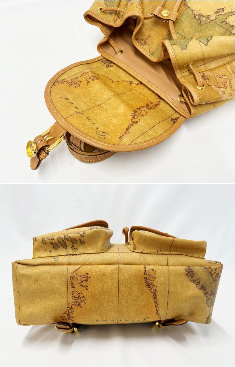 PRIMA CLASSE プリマクラッセ リュック 地図柄 レザー キャメル ブラウン系 レディース バッグ 鞄 ネームタグ付き ヴィンテージ 3610G13._画像4