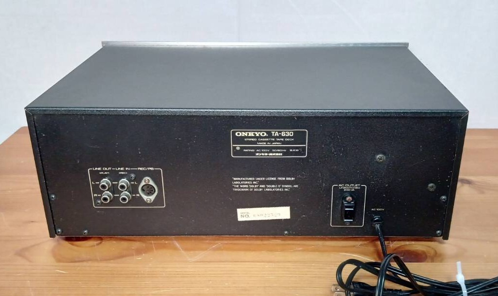 【S351】ONKYO/オンキョー/ステレオカセットテープデッキ/TA-630/通電のみ確認OK/現状品_画像5