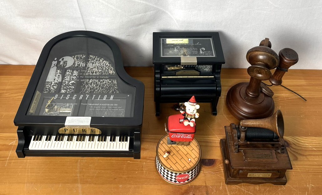 [M924] музыкальная шкатулка / различный 5 шт / суммировать / ювелирные изделия BOX/ кейс для украшений / бардачок / из дерева музыкальная шкатулка / Coca * Cola / б/у товар / Junk ..