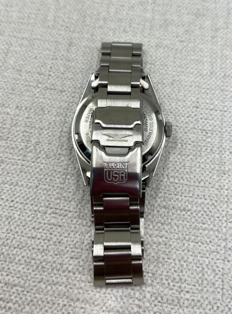 【S364】ELGIN/エルジン/メンズ/腕時計/自動巻き/FK-979-C/文字盤ホワイト/3針/時計/箱入り/可動品 _画像4