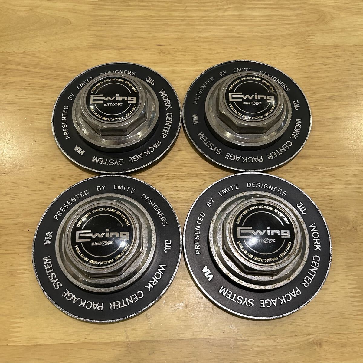 C399 希少 当時物 WORK Ewing センターキャップ 4個 外径145mm 欠品部品無し_画像1
