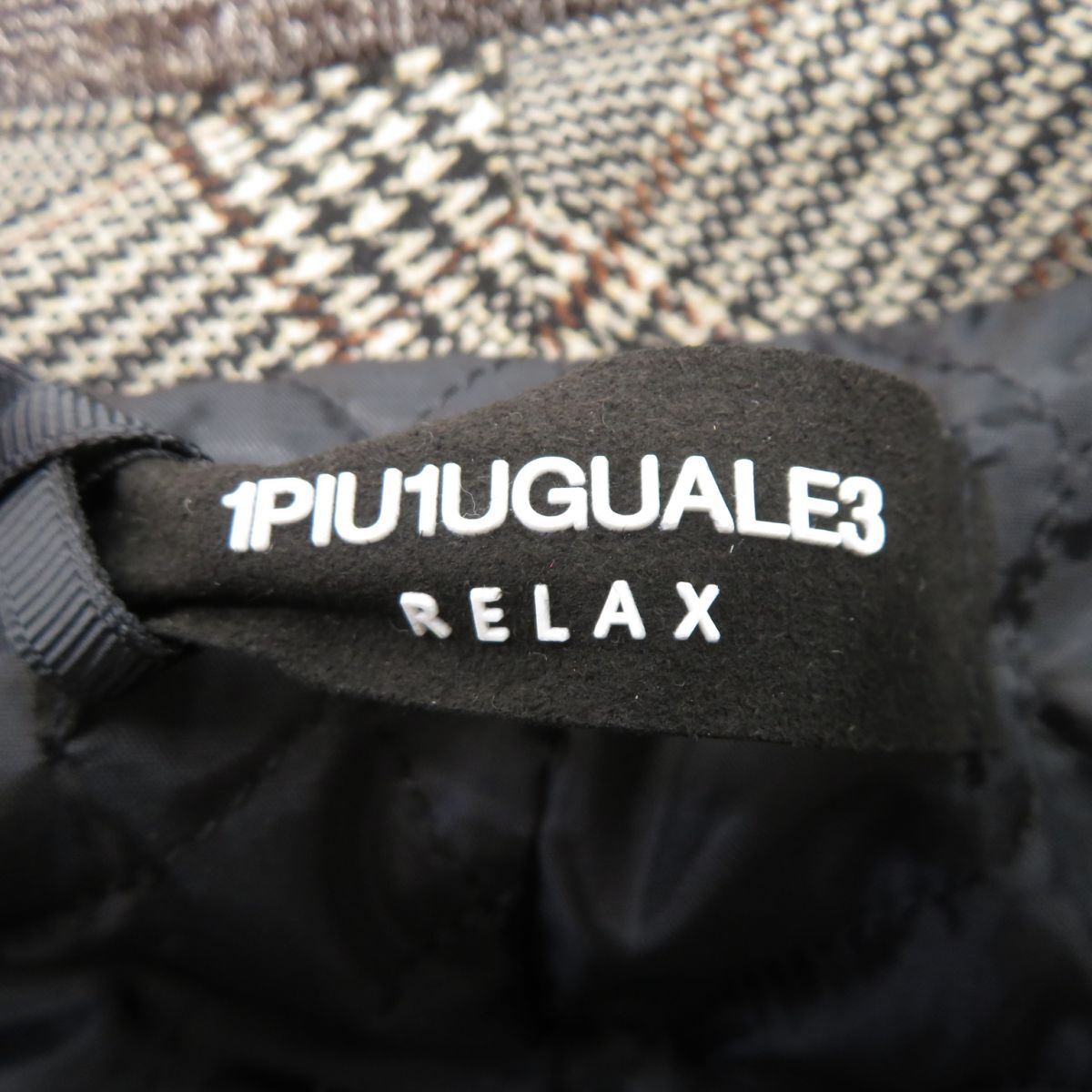 130 1PIU1UGUALE3 RELAX ウノピゥウノウグァーレトレ グレンチェック コート Lサイズ ※中古_画像8