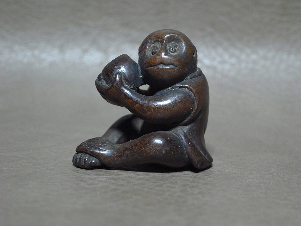 [ персик ..] класть netsuke * из дерева / времена предмет антиквариат старый изобразительное искусство украшение .. предмет 