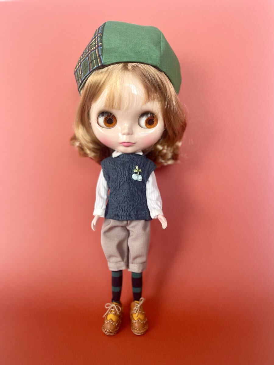 グリーン系 タータンチェックポンチョコートトラッドスタイル ウイングチップシューズセット_画像6