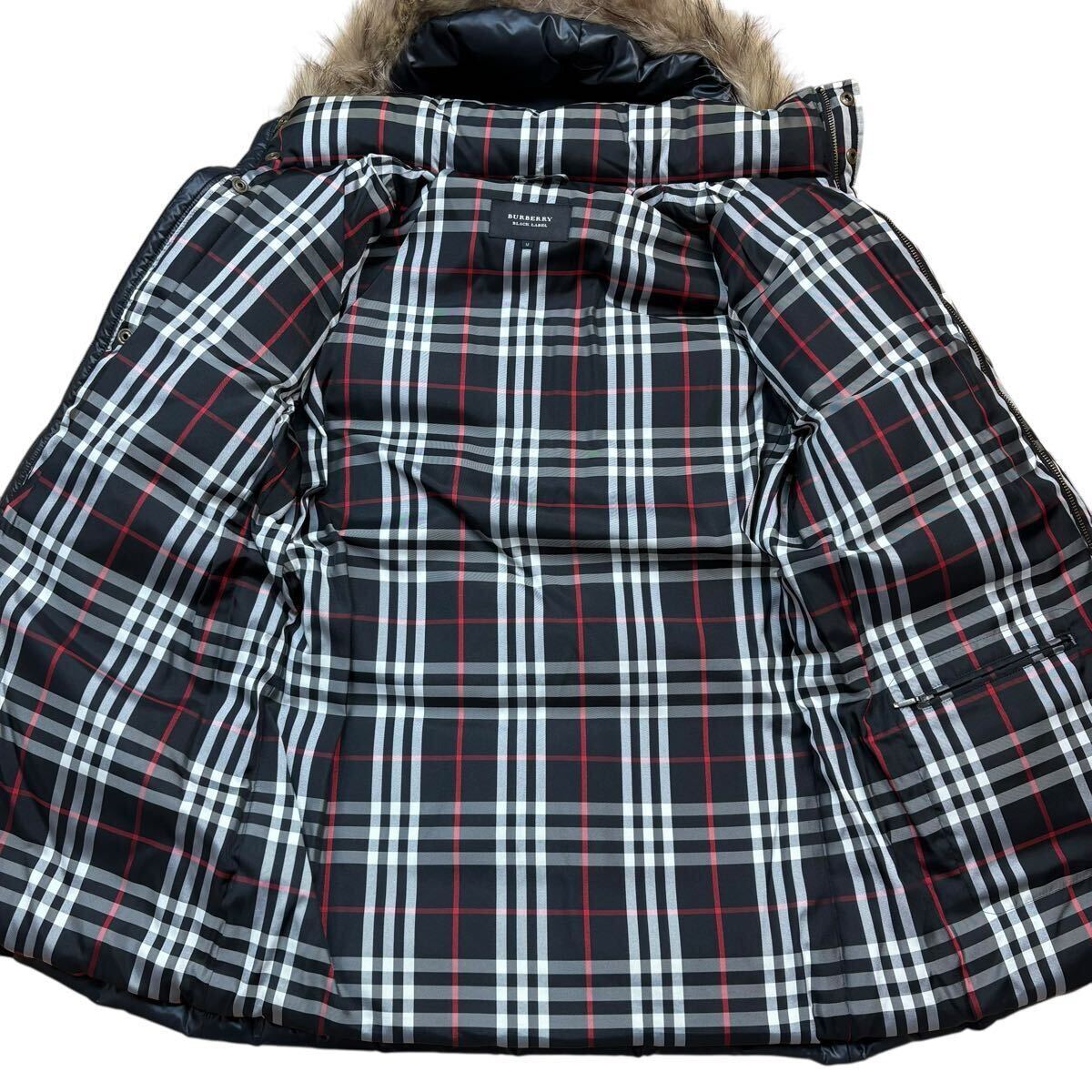 【美品!!!名作!!!】BURBERRY BLACK LABEL バーバリーブラックレーベル ダウンジャケット タヌキファー ノバチェック 3way メンズ Mサイズ_画像6