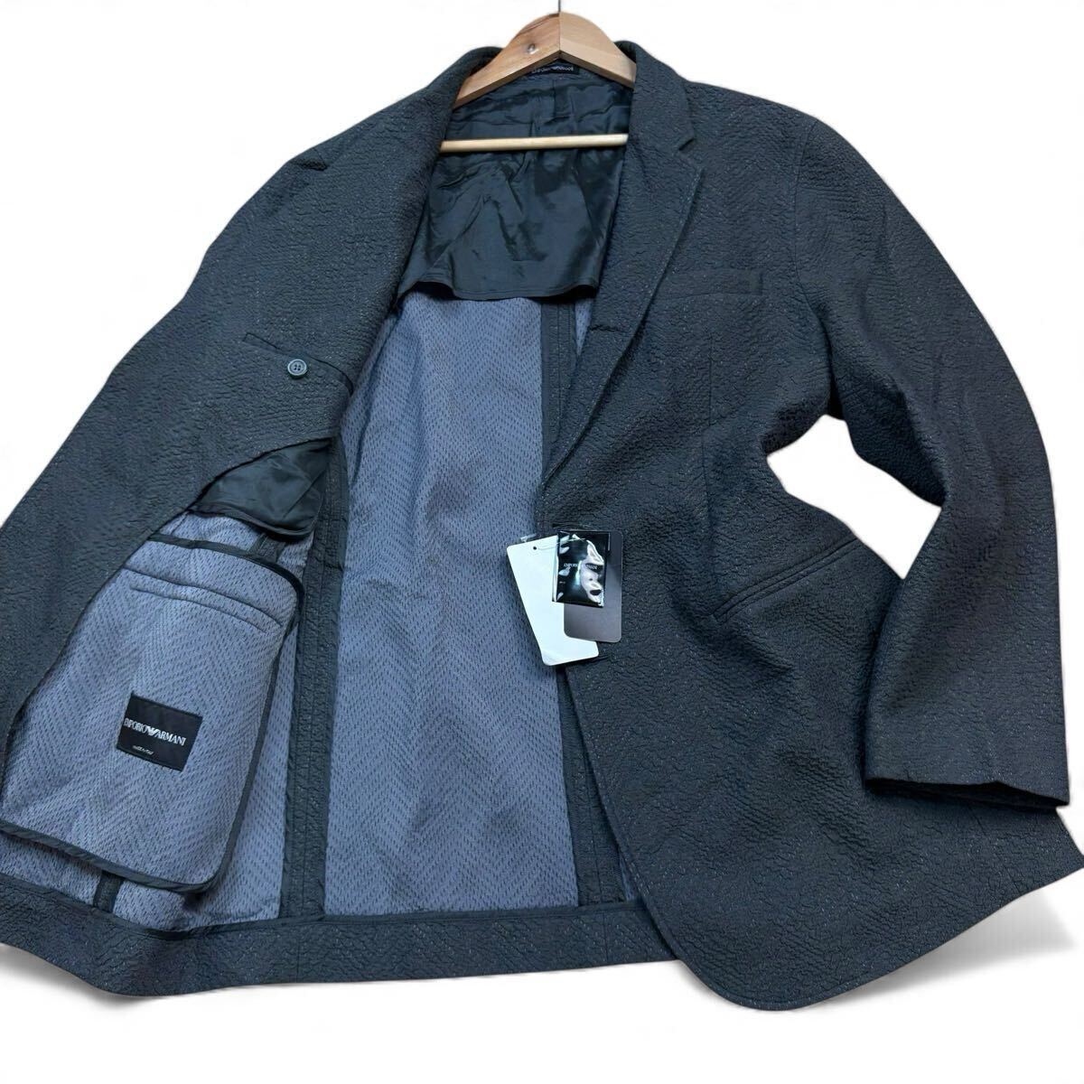 【タグ付新品未使用XXXXLサイズ!!!】EMPORIO ARMANI エンポリオアルマーニ 現行 テーラードジャケット ワッフル調ジャガード サイズ56_画像1