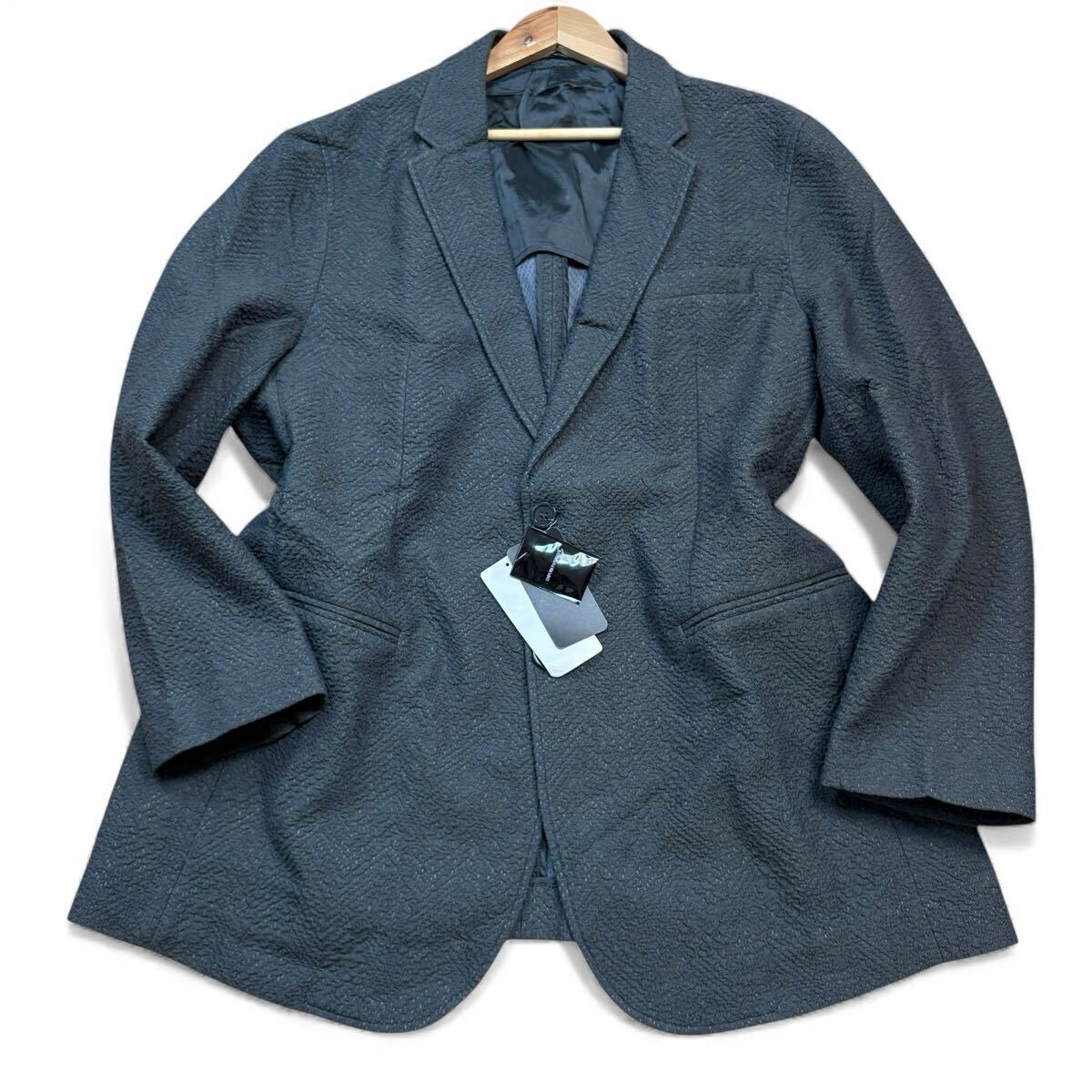 【タグ付新品未使用XXXXLサイズ!!!】EMPORIO ARMANI エンポリオアルマーニ 現行 テーラードジャケット ワッフル調ジャガード サイズ56_画像2
