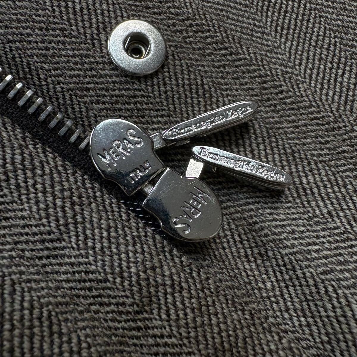 【定価80万!!!美品Lサイズ!!!】ErmenegildoZegna エルメネジルドゼニア 2way ジャケット カシミヤ シルク リアルファー ヘリンボーン_画像8