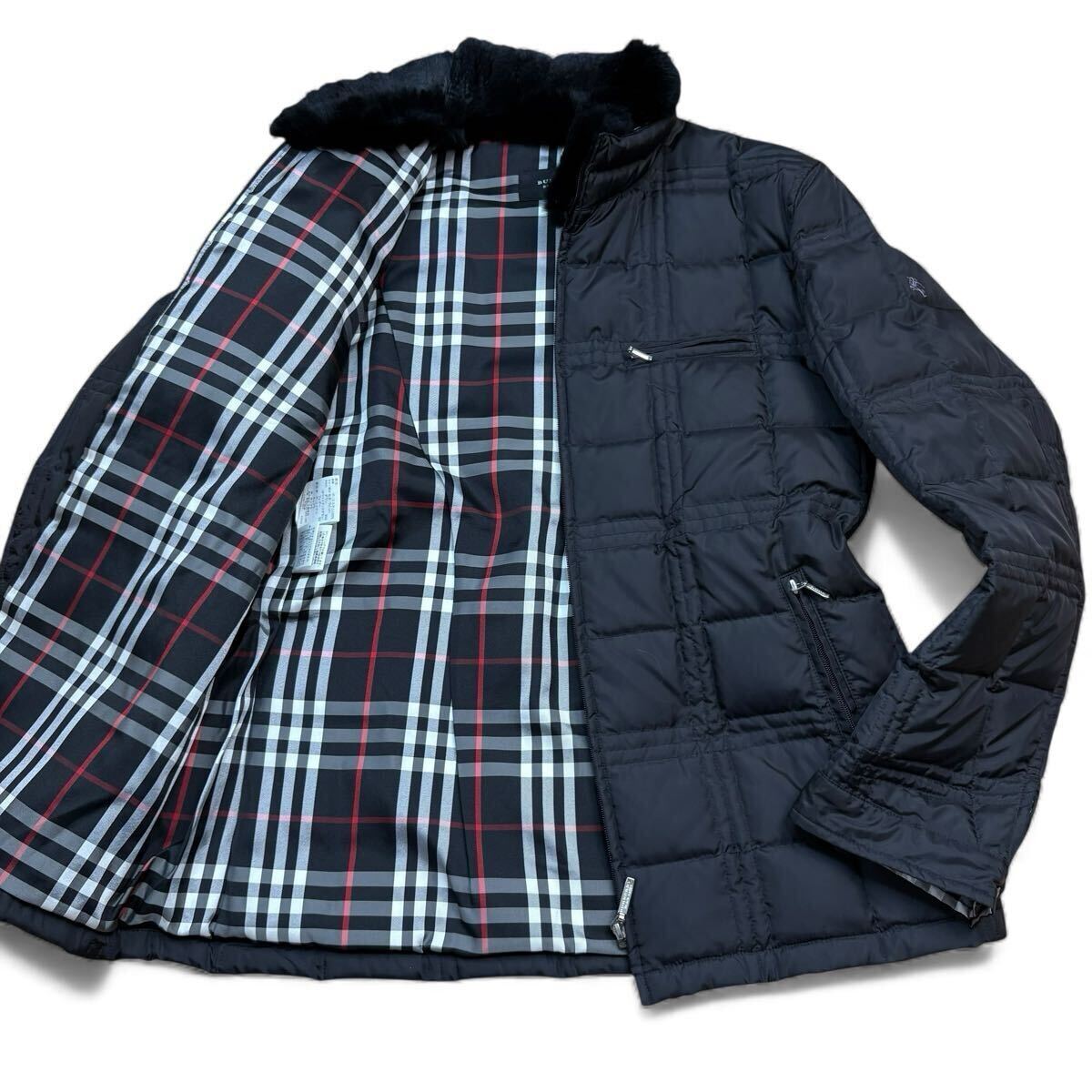 【名作!!!極美品!!!】BURBERRY BLACK LABEL バーバリーブラックレーベル キルティング 2wayダウンジャケット ラビットファー ノバチェック_画像1