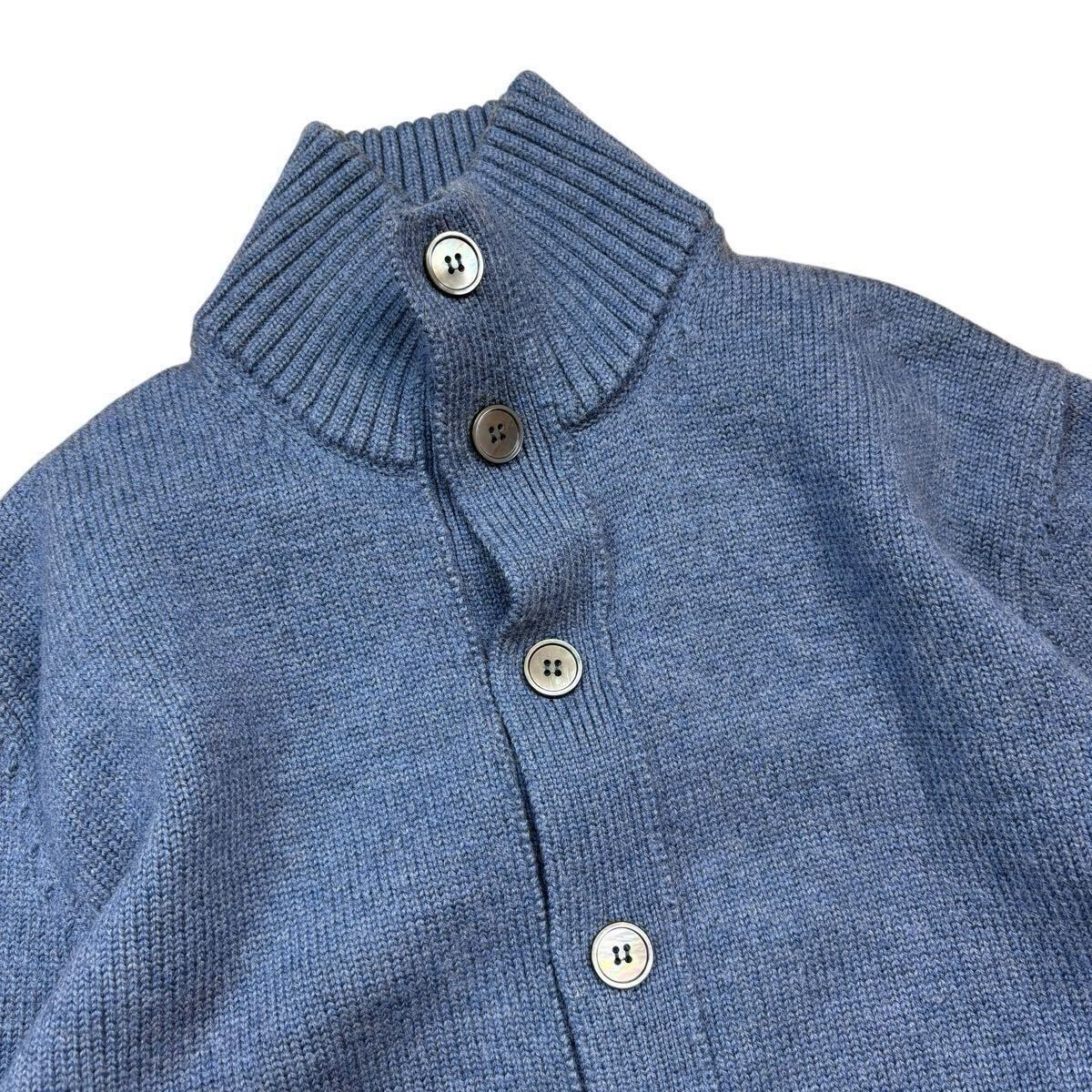 【極美品XXLサイズ!!!】ZANONE ザノーネ CHIOTO キョート ニットジャケット カーディガン ハイネック ブルー 青 メンズ サイズ52_画像2