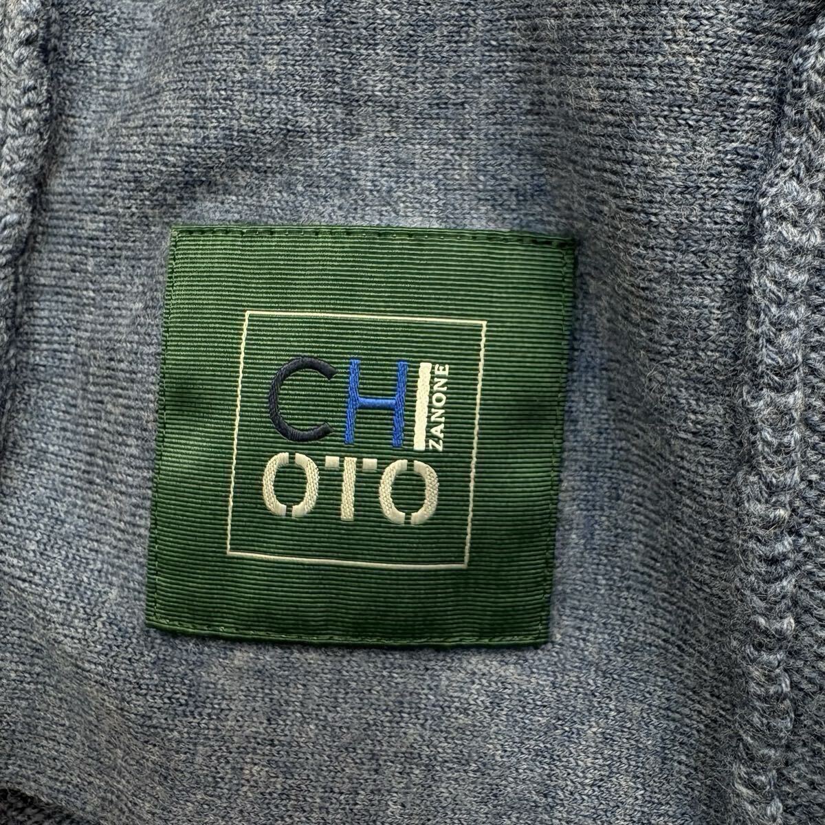 【極美品XXLサイズ!!!】ZANONE ザノーネ CHIOTO キョート ニットジャケット カーディガン ハイネック ブルー 青 メンズ サイズ52_画像6