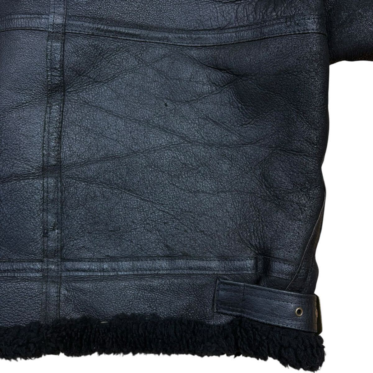 【希少デザイン!!!】AVIREX アヴィレックス B-3 ムートンジャケット フライトジャケット ワッペン ラムレザー 羊革 黒 メンズ サイズ36_画像10