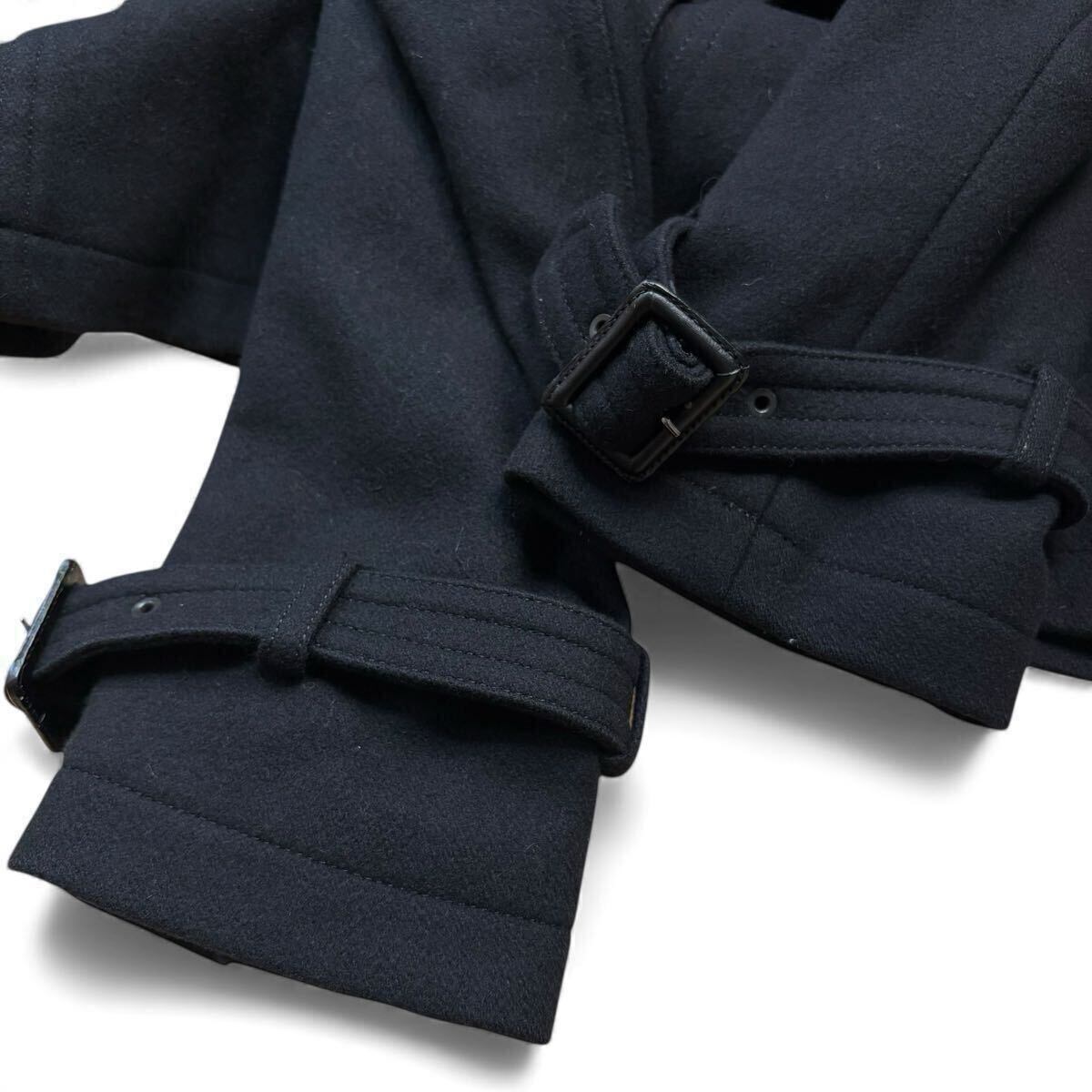 【極美品Lサイズ!!!】BURBERRY BLACK LABEL バーバリーブラックレーベル カシミヤ ナポレオンコート ノバチェック ベルト メンズ 黒_画像5