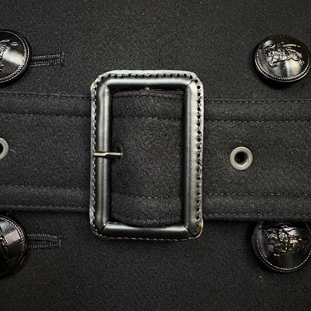 【極美品Lサイズ!!!】BURBERRY BLACK LABEL バーバリーブラックレーベル カシミヤ ナポレオンコート ノバチェック ベルト メンズ 黒_画像9
