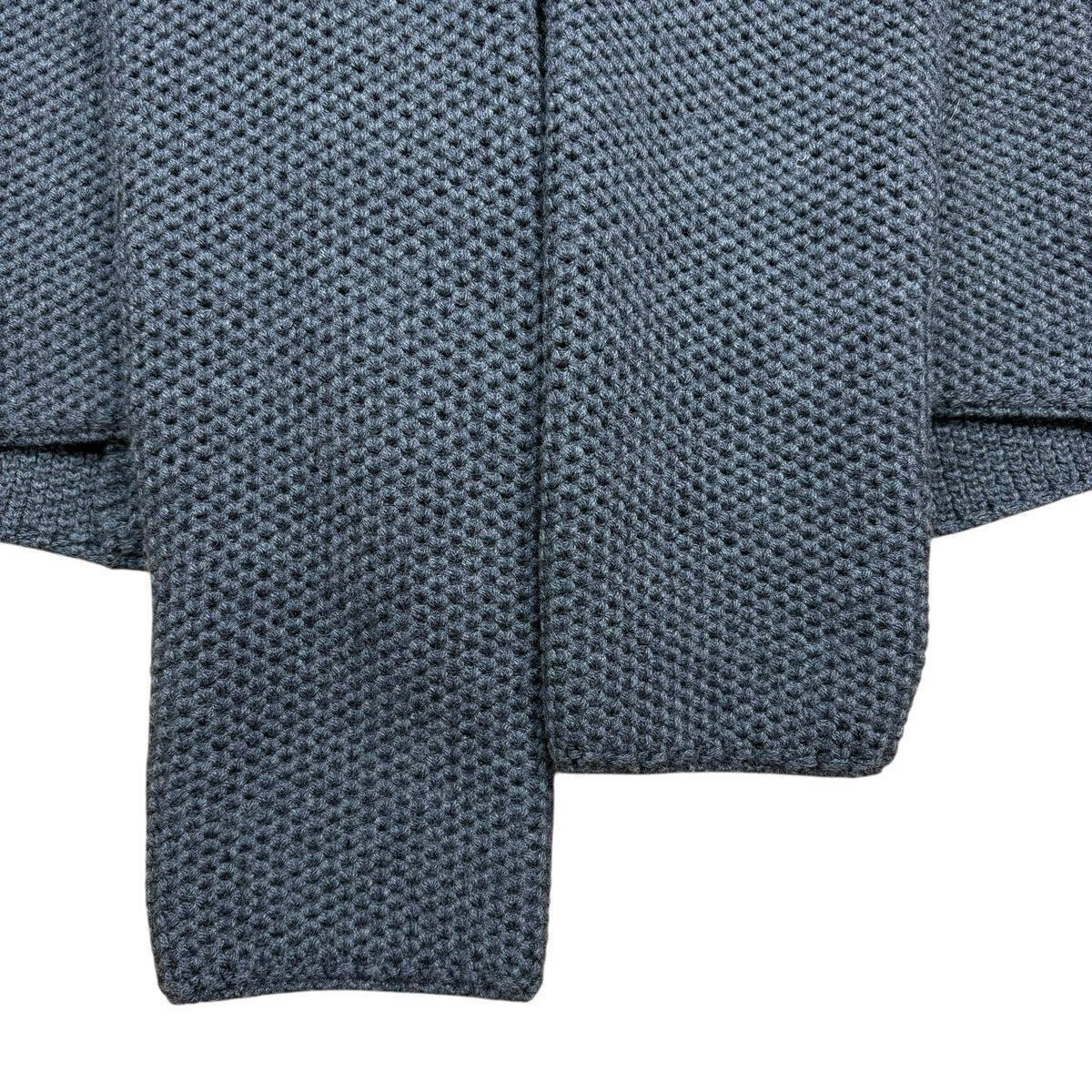 【極美品XLサイズ!!!】EMPORIOARMANI スタンドカラー ニットジャケット スナップボタン 編み込み ワッフル生地 ウール メンズ サイズ50_画像5