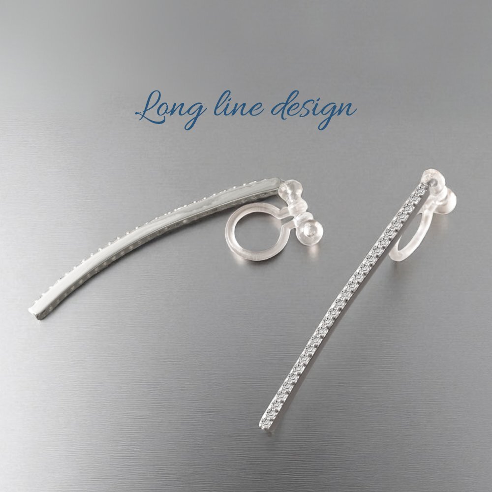 新品/イヤリング/K18GP/レディース/ロング/長い/シンプル/シルバー/18金/18kコーティング/ホワイトゴールド/樹脂/金属アレルギー/ダイヤ/CZ_画像5