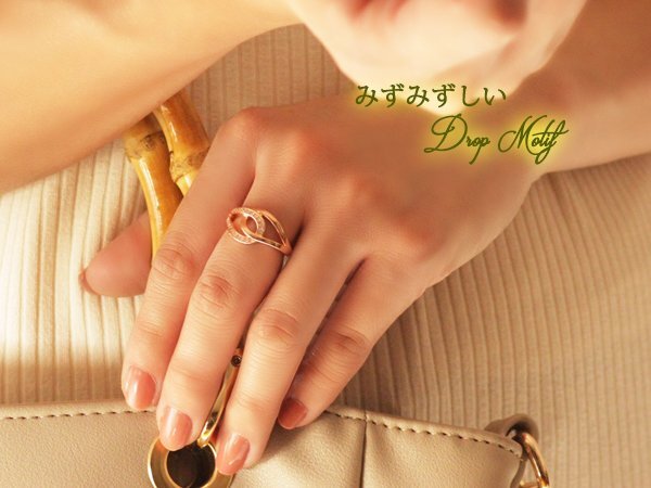 13号 / 新品 指輪 K18GP ワイドリング 18金 ピンクゴールド レディース ダイヤ CZ ティアドロップ 人差し指 中指 薬指 プレゼント 女性_画像6