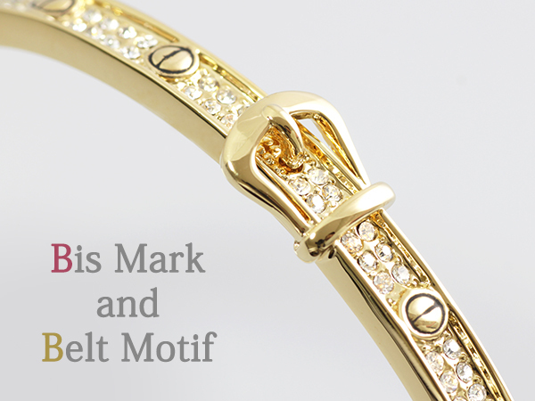 新品/バングル/K18GP/イエローゴールド/レディース/18金/ダイヤ/ビス/デザイン/ベルト/シンプル/上品/女性/ブレスレット/CZ/YG_画像3