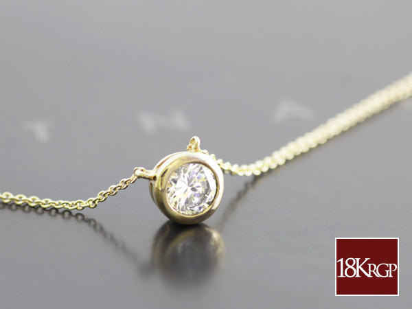 新品/ネックレス/18KRGP/イエローゴールド/18金/K18/一粒/ダイヤ/レディース/チェーン/ジルコニア/CZ/0.5ct/シンプル/上品/女性_画像4