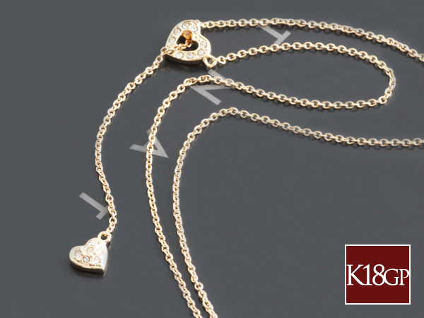 新品/ネックレス/K18GP/ハート/Ｙ字/ラリエット/ダイヤ/18金/ピンクゴールド/レディース/送料無料/ラリアット/シンプル/上品/女性/CZ/PG_画像5